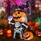 GOOSH 6 FT Halloween Inflatable Pumpkin Skull Body Blow Up Yard Pumpkin with Built-in LEDs